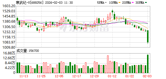 寒武纪-U成交额超150亿元