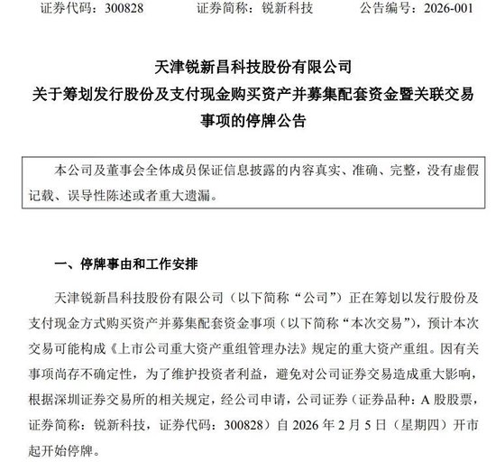 筹划重大资产重组！明起停牌