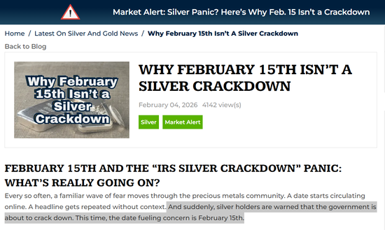 白银抛售潮背后：一则“2月15日IRS严打”的旧谣言如何被重新点燃？