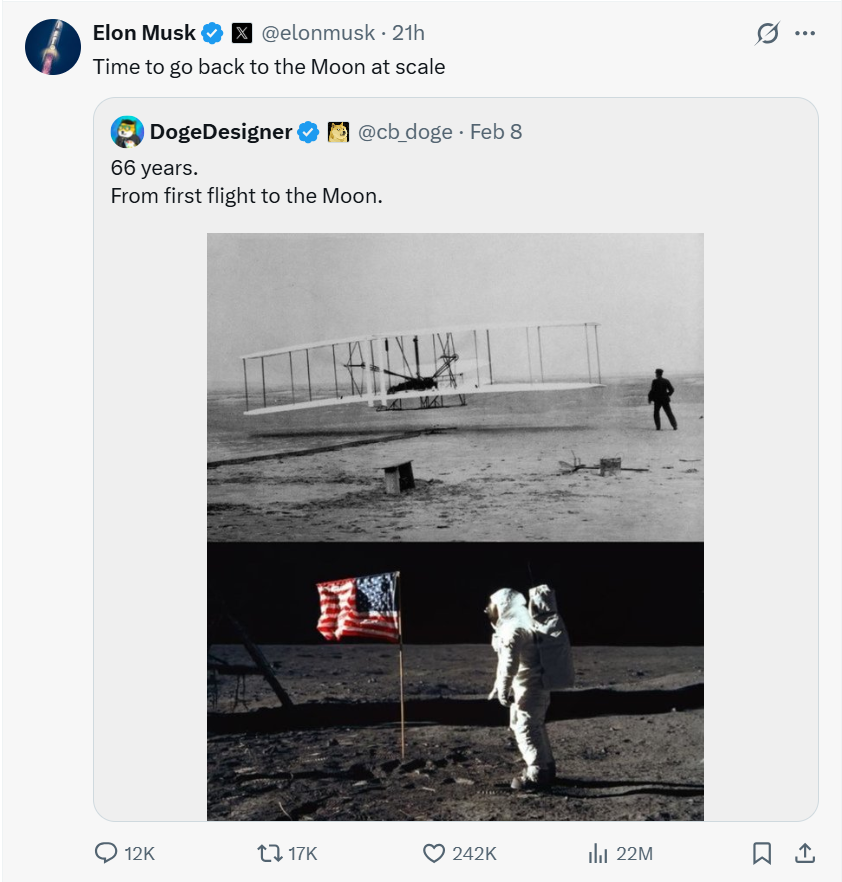 SpaceX大转向！马斯克改口：火星太远月球更快，十年内建“月球城市”