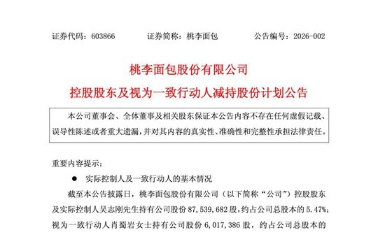 “面包第一股”再遭减持，91岁创始人拟套现超2亿元