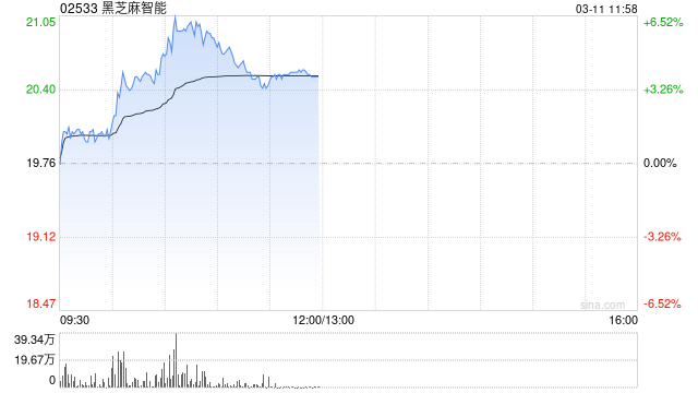 黑芝麻智能午前涨逾4% 近日6.31亿港元战略配售落地