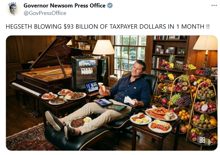 美军方一个月花900万美元买帝王蟹龙虾，纽森嘲讽：挥霍无度