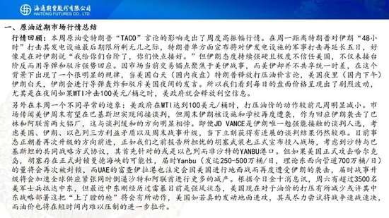 原油周报：“TACO”交易再现，油价维持高波动